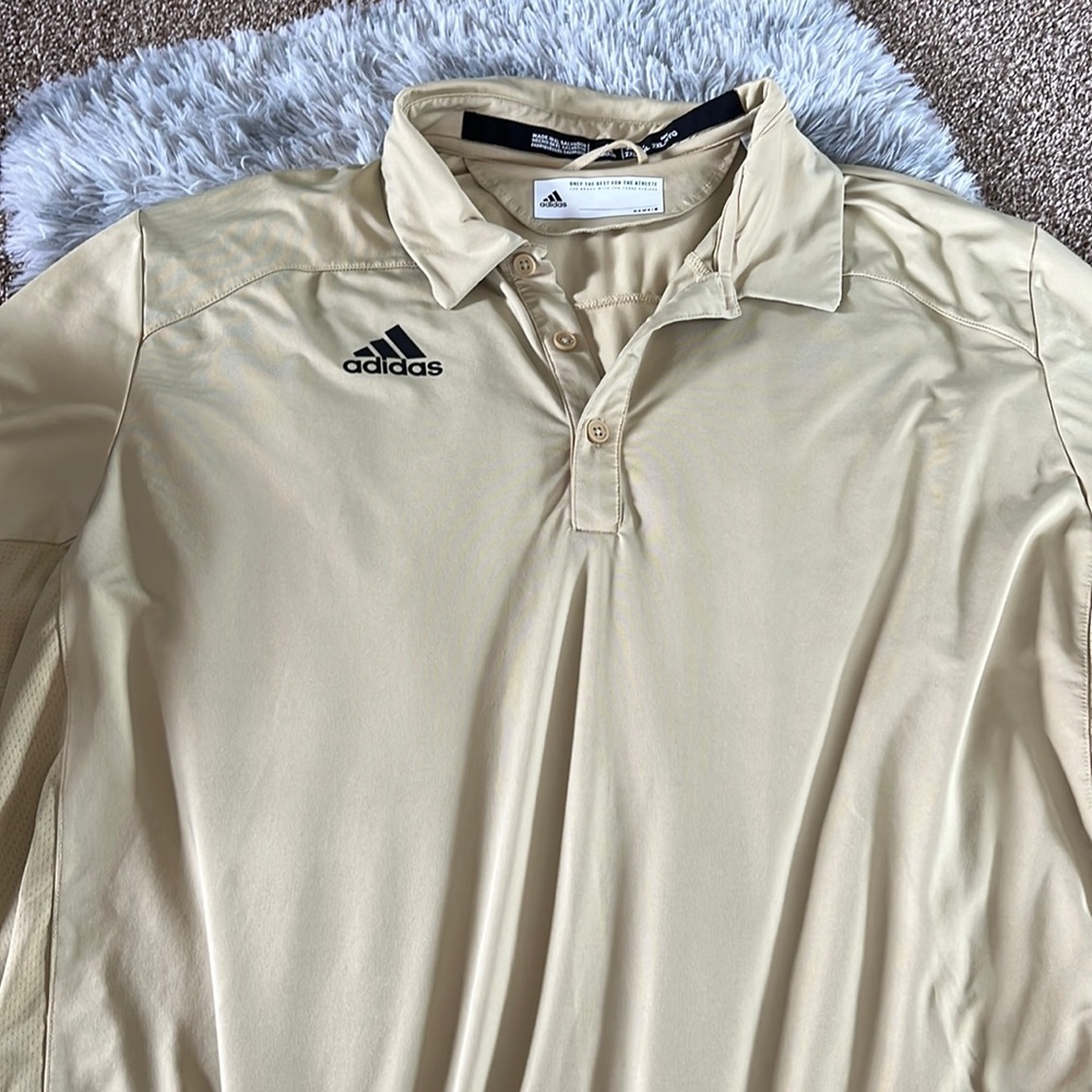 adidas Men's Polo Shirt Beige with Black Logo